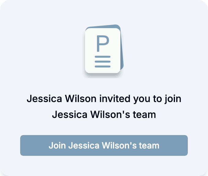 Team invitation page saying someone invited you to join their team, with a Join button